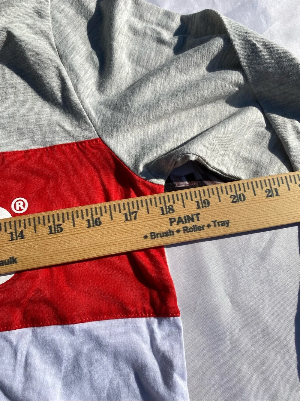 Levi's Kid's XL (13-15 YOld) Long Sleeve Colorblock Graphic Tee - Gray/Red/White